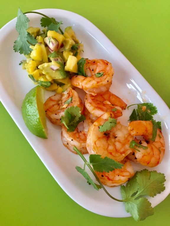 Cilantro Lime Shrimp and Mango Grill Basket