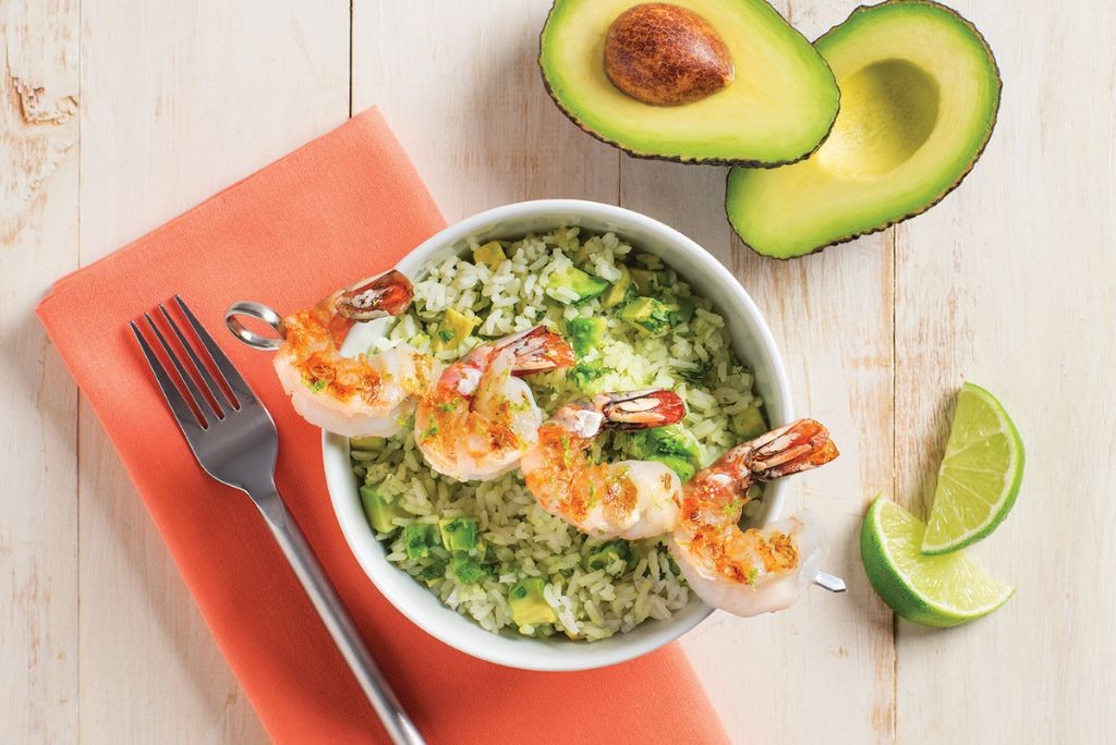 Cilantro Rice with Shrimp and Avocado