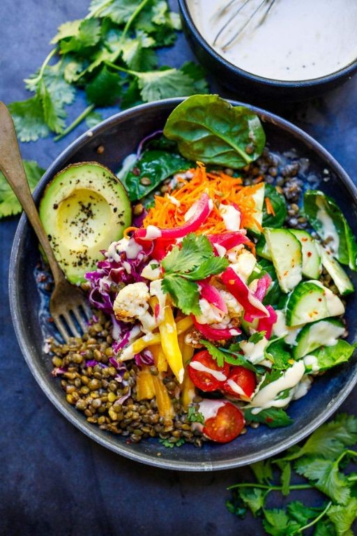 Citrus Lentil Bowl with Avocado and Cilantro