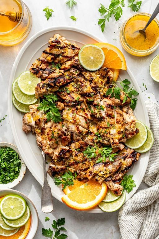 Citrus-Marinated Chicken Fondue with Avocado Lime Dip