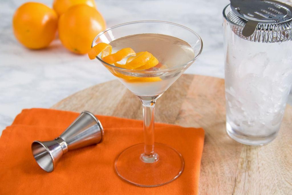 Classic Dry Martini with a Twist of Orange