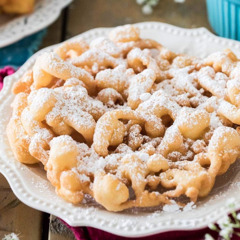 Classic Vanilla Funnel Cake with Powdered Sugar