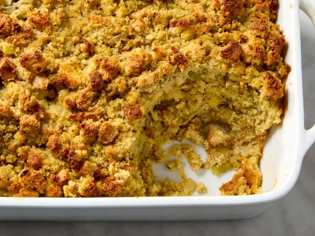 Classic buttermilk cornbread dressing with herbs