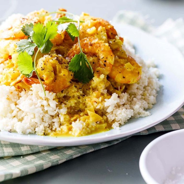 Coconut Curry Cauliflower Rice with Shrimp