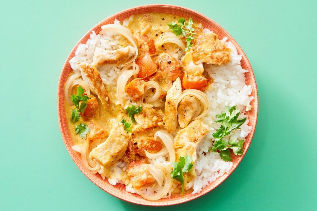 Coconut Curry Chicken Chunks with Jasmine Rice