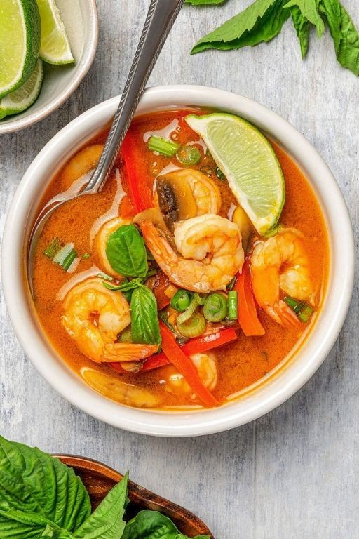 Coconut Curry Pink Shrimp Soup