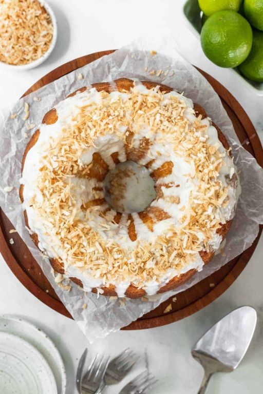 Coconut Lime Sourdough Drizzle Cake