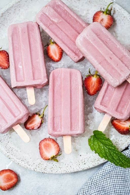 Coconut Milk Strawberry Popsicles
