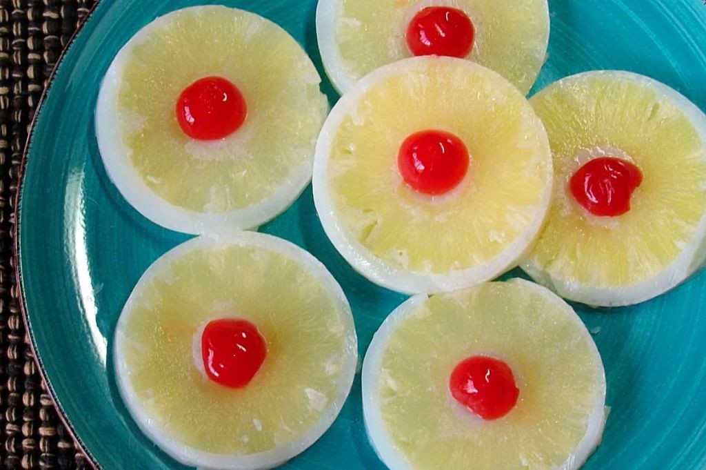 Coconut lime jello with tropical fruit
