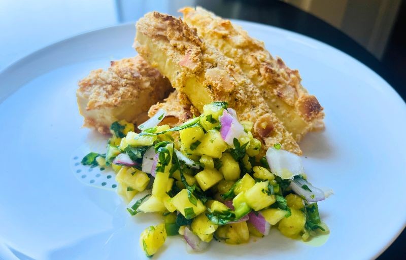 Coconut-Crusted Wahoo with Pineapple Salsa
