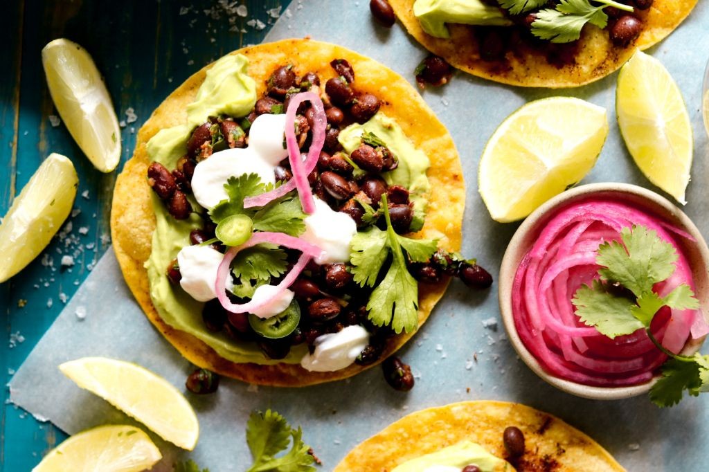 Cod and Black Bean Tostadas with Lime Crema