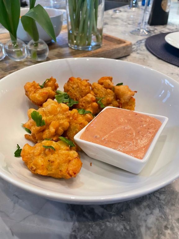 Conch Fritters with Spicy Dipping Sauce