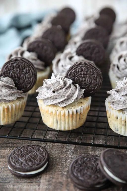 Cookies and Cream Box Cupcakes with Crushed Oreos