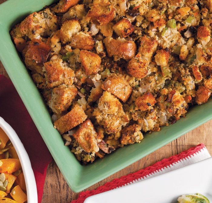 Cornbread Dressing with Mushrooms and Thyme