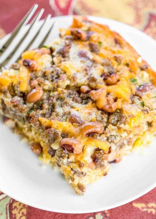 Cornbread dressing with black-eyed peas
