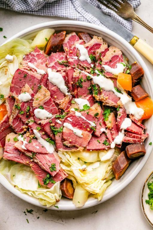 Corned Beef and Cabbage with Horseradish Cream