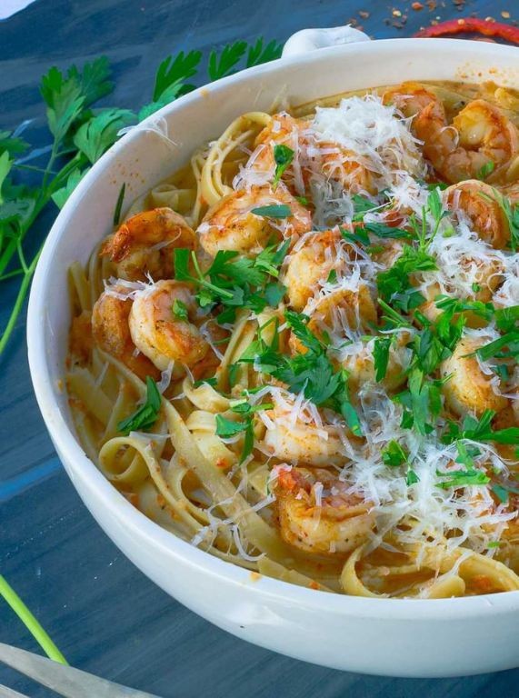 Crawfish Pasta with Roasted Red Peppers