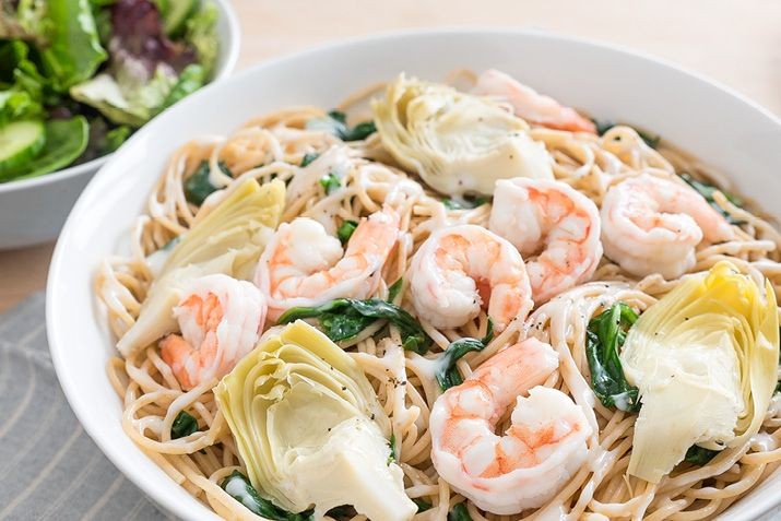 Crawfish Pasta with Spinach and Artichokes