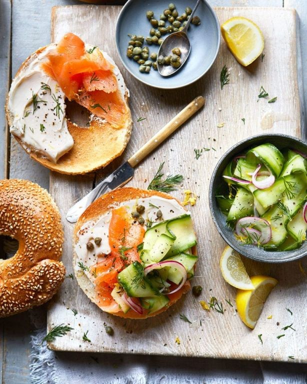 Cream Cheese and Smoked Salmon Bagels