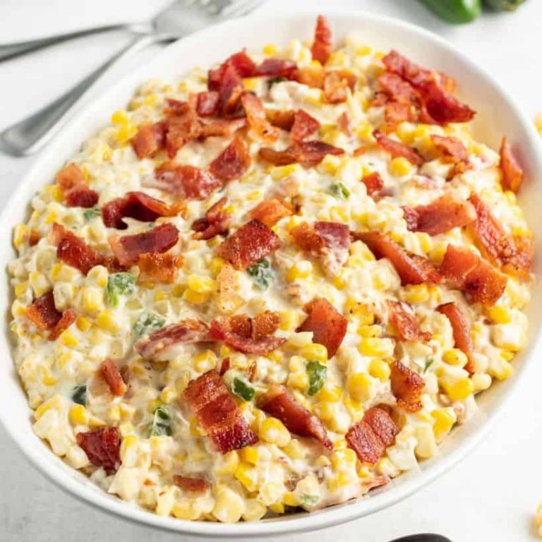 Creamed canned corn with bacon
