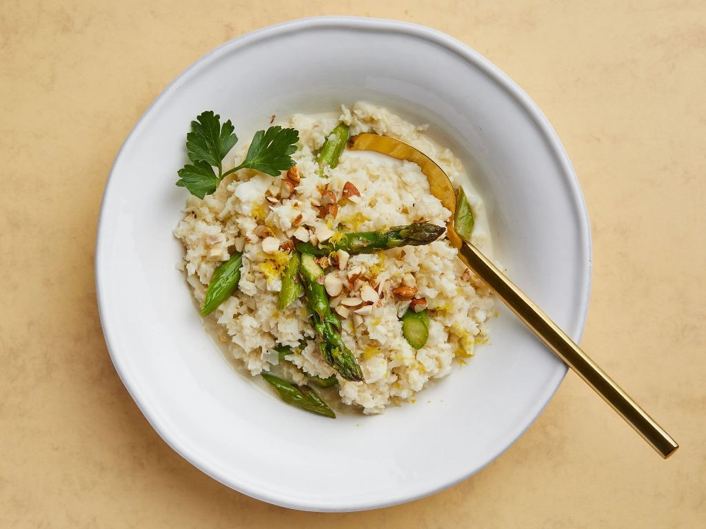 Creamy Asparagus and Cauliflower Risotto