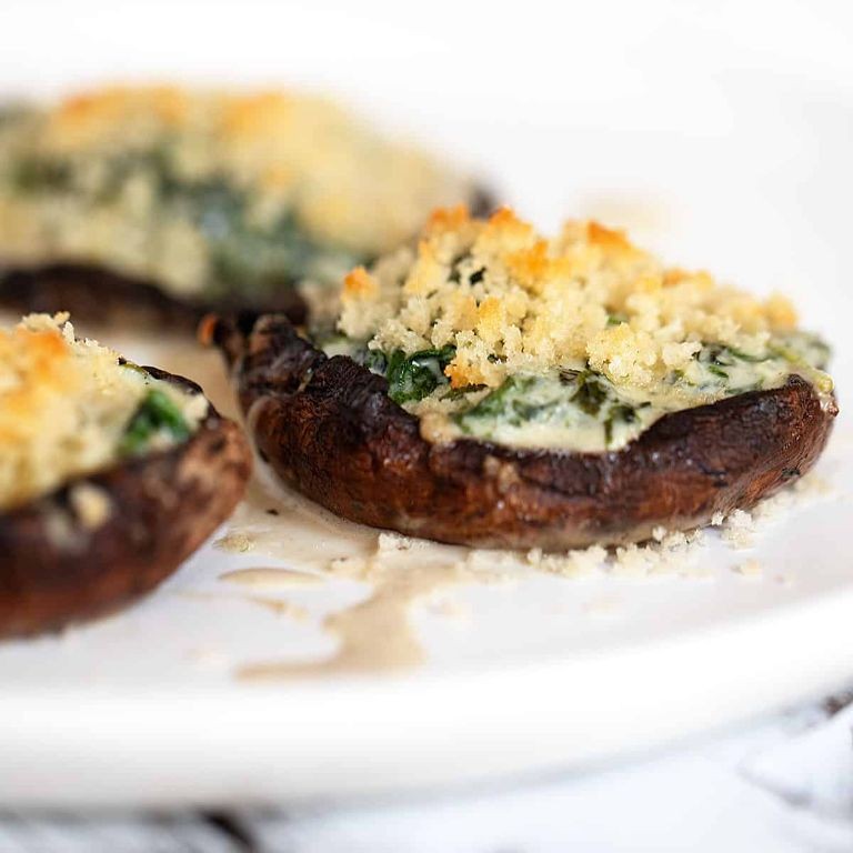 Creamy Asparagus and Spinach Stuffed Portobello Mushrooms