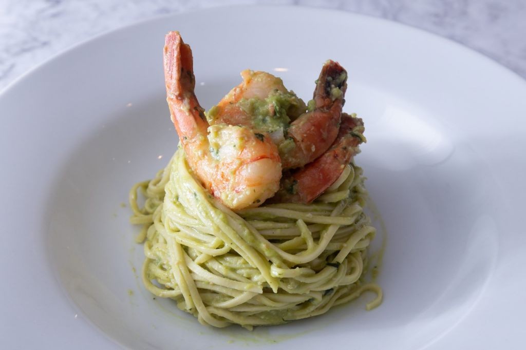 Creamy Avocado Shrimp Linguine