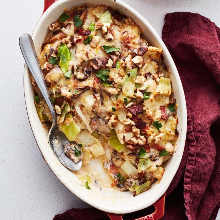 Creamy Baked Cabbage and Mushroom Bake
