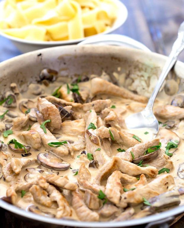 Creamy Beef and Pork Stroganoff