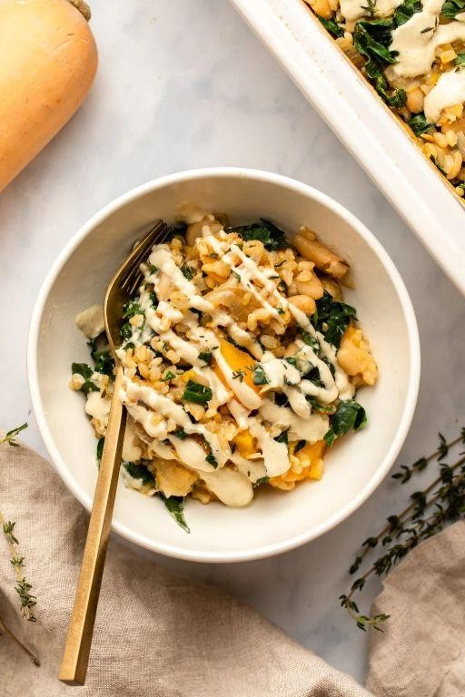 Creamy Butternut Squash and Rice Casserole