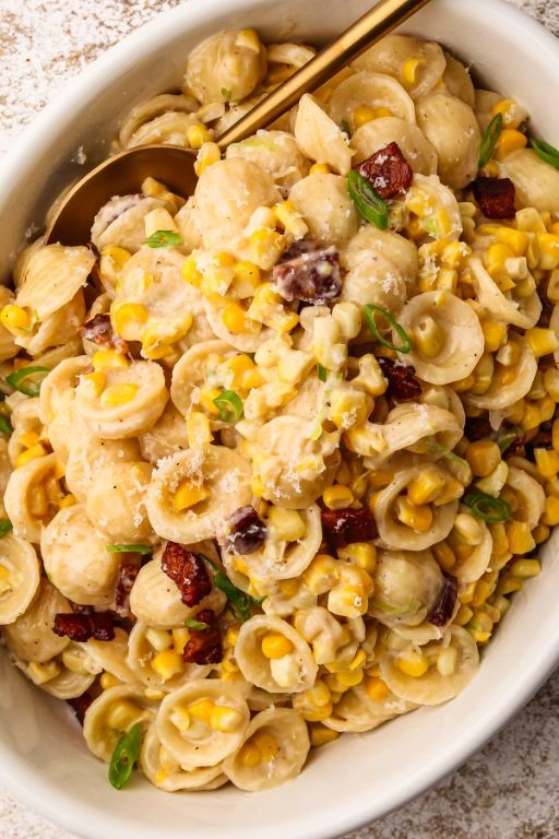Creamy Corn and Bacon Pasta with Cream Cheese
