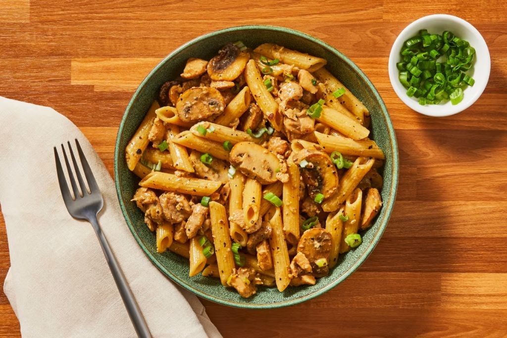 Creamy Garlic Mushroom Chicken Penne