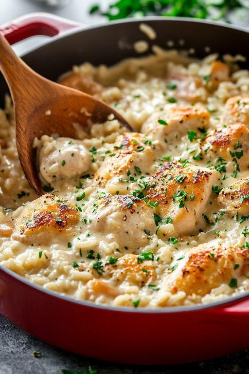 Creamy Garlic Parmesan Chicken and Rice