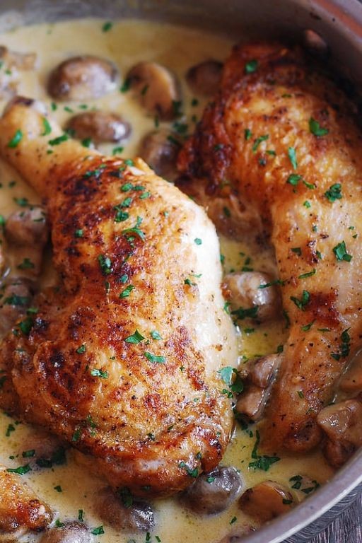 Creamy Mushroom Chicken Legs