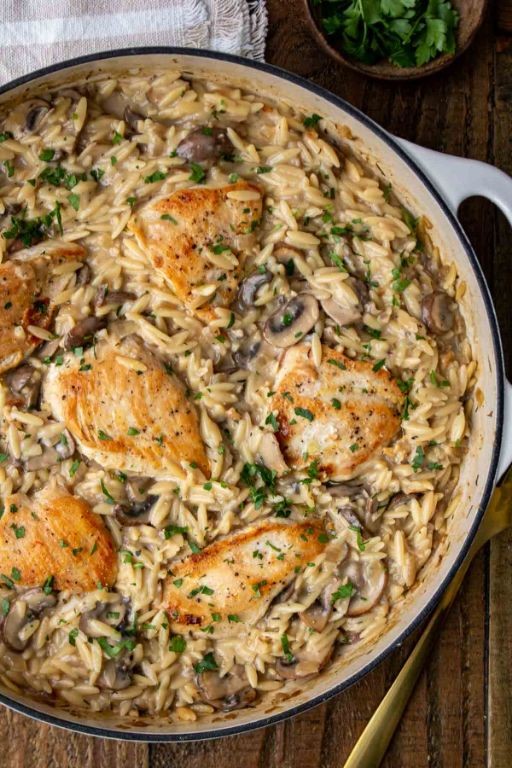 Creamy Mushroom and Chicken Orzo
