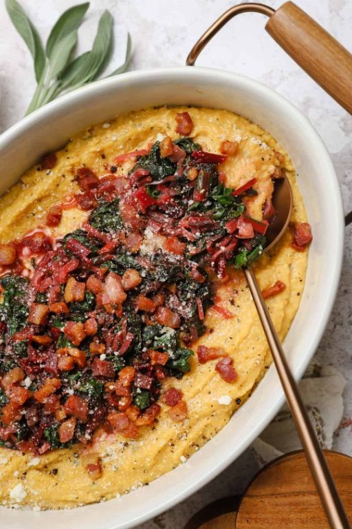 Creamy Pumpkin Polenta with Rosemary