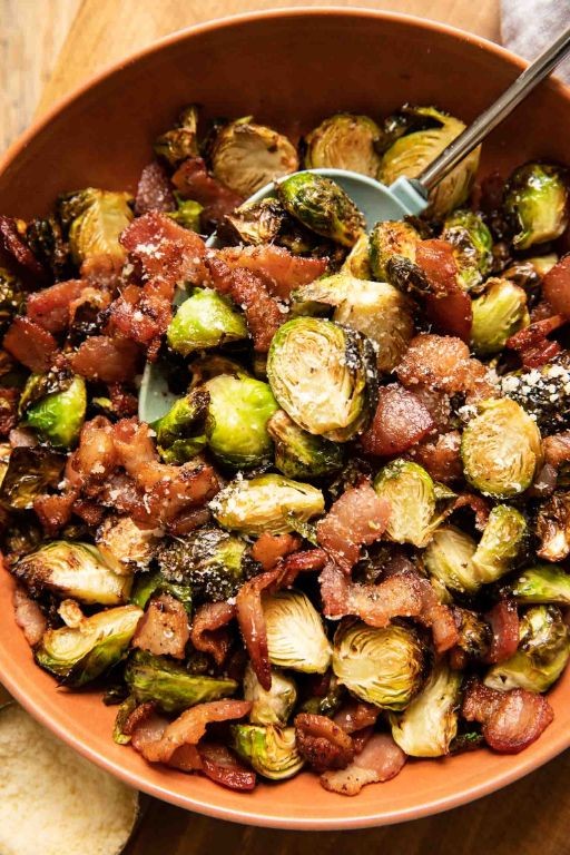 Crispy Air Fryer Brussels Sprouts with Bacon