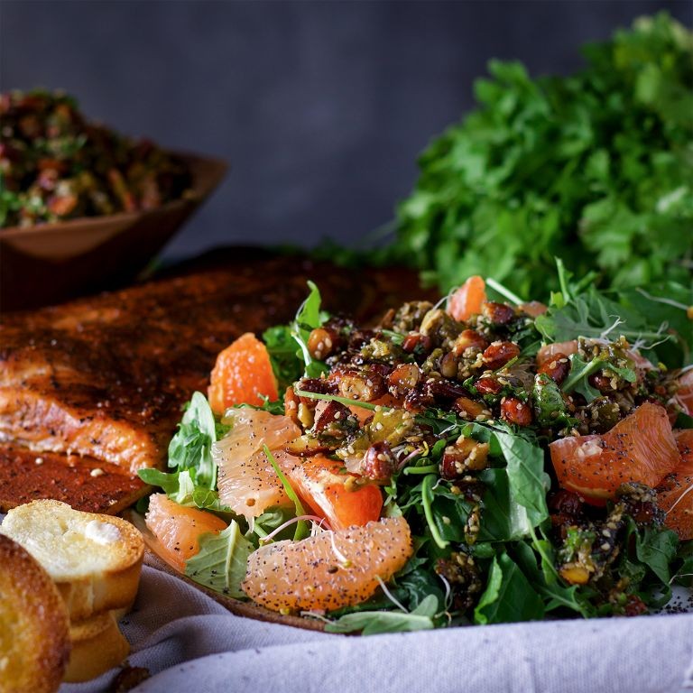 Crispy Salmon Salad with Citrus Vinaigrette