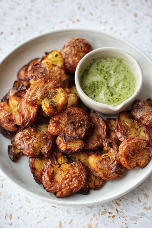 Crispy Smashed Mini Potatoes with Aioli