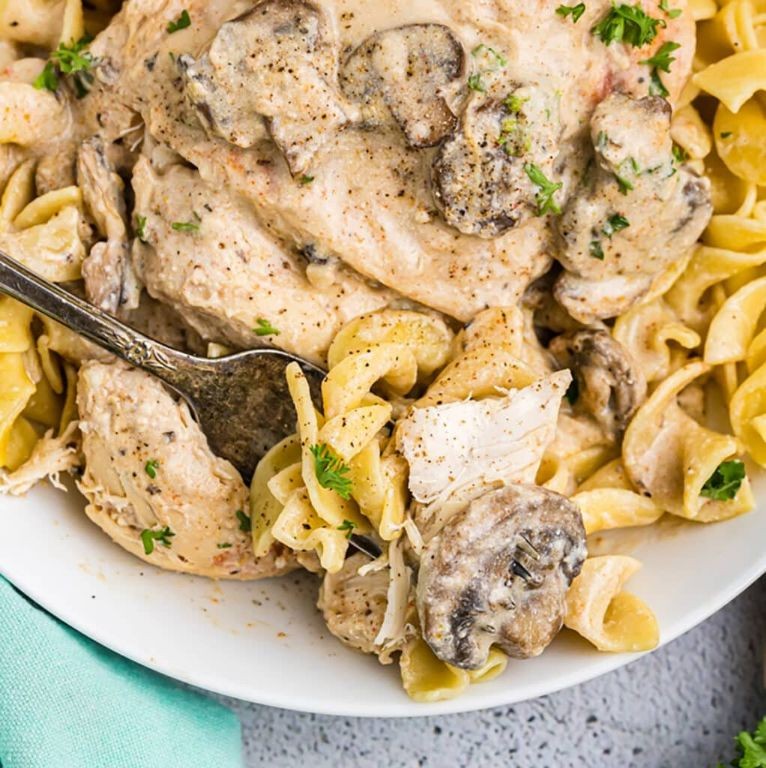 Crock Pot Bone-In Chicken with Creamy Mushroom Sauce