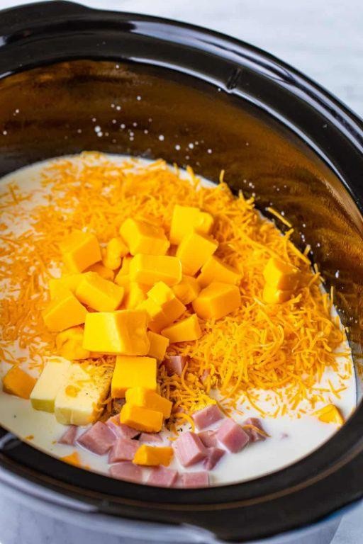 Crock Pot Ham and Macaroni Bake