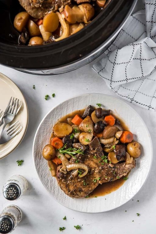 Crock Pot Pork Steak with Root Vegetables