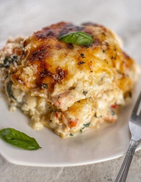 Crockpot Shrimp and Spinach Lasagna
