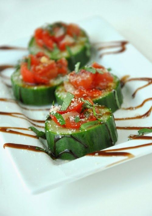 Cucumber Bruschetta with Balsamic Glaze