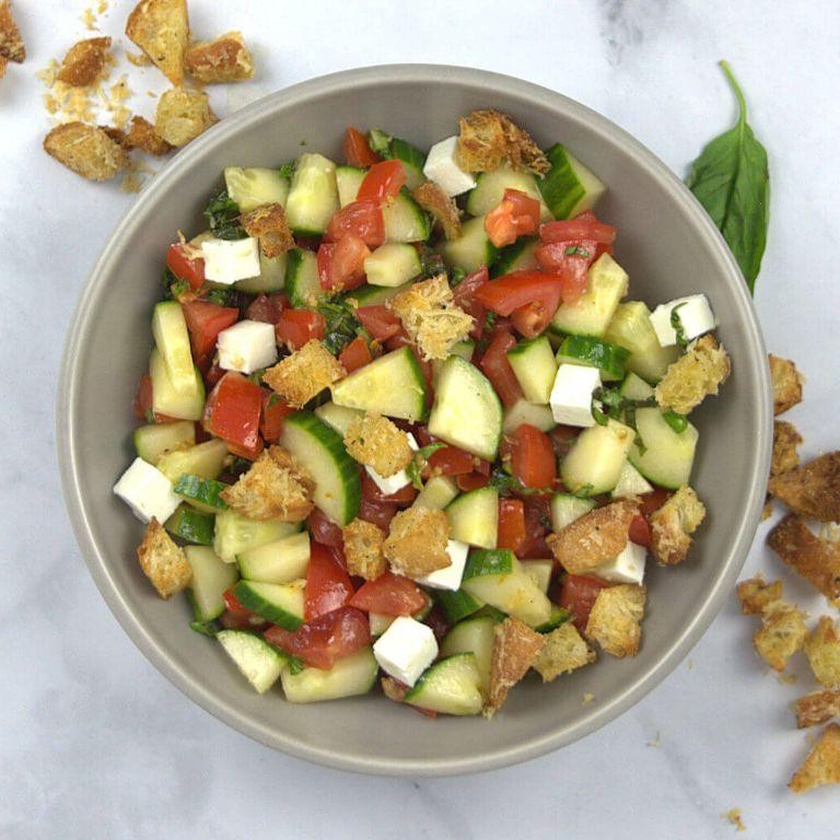 Cucumber and Feta Panzanella Salad