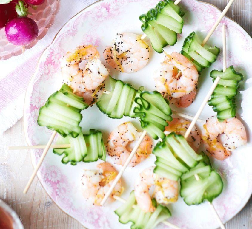 Cucumber and Shrimp Skewers