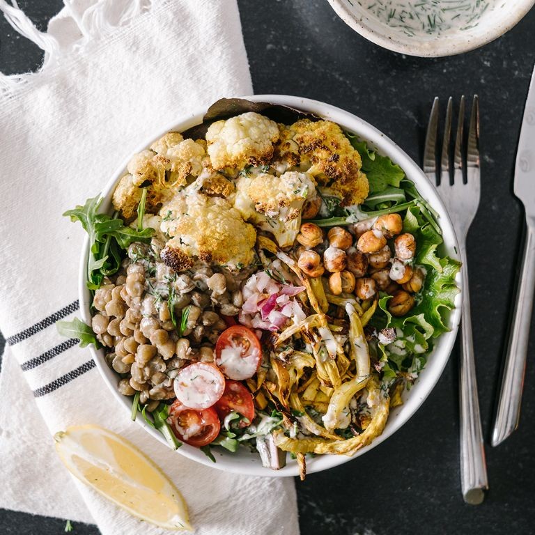 Curried Cauliflower and Lentil Buddha Bowl
