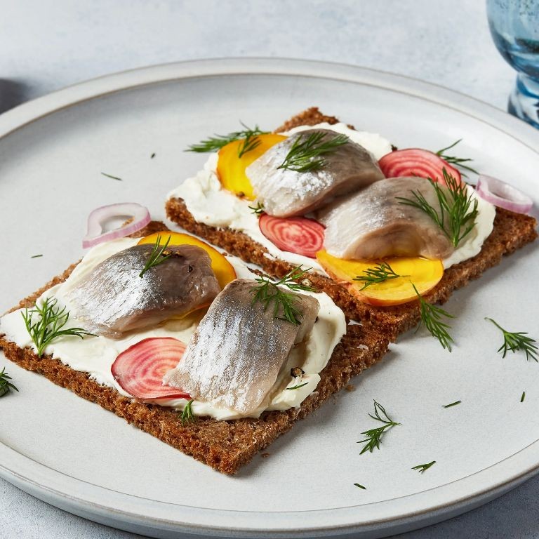 Danish Smørrebrød with Pickled Herring