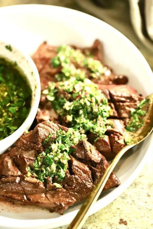 Deer Heart Kebabs with Chimichurri Sauce
