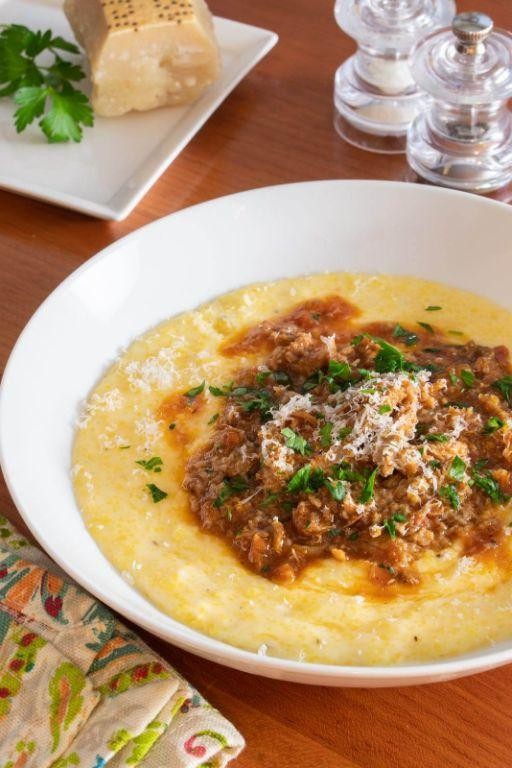 Deer Heart Ragu over Creamy Polenta